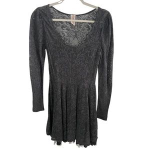 Free People | Black long sleeve fit & flare dress Size Small
